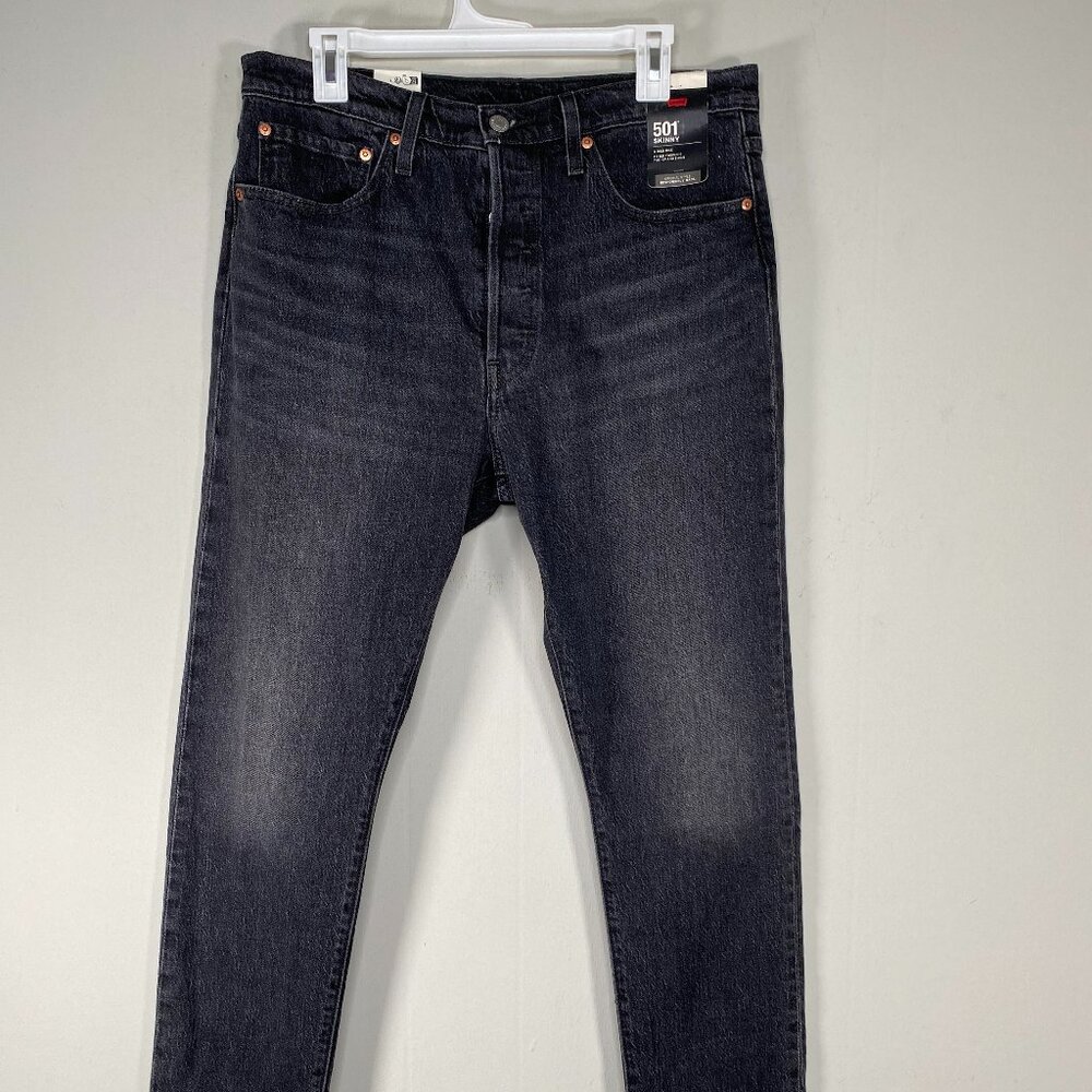 Levi's Premium 501 Skinny Denim Jeans Women's 32 High Rise Black Casual NWT